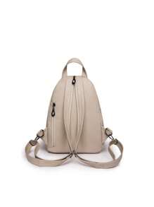 Fashionable Pu Fabric Flap Backpack With Multiple Layers And Carrying Options,School Bag,Portable,Laptop Compartment,Large Capacity,For Teen Girls Women College Students,College,Middle School,High School,Outdoors,Travel,Outings,Elementary School,Office