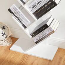 VASAGLE Bibliothèque, Étagère à 8 Niveaux, Meuble de Rangement, en Forme d'Arbre, pour Salon, Bureau, Chambre, Marron Rustique/ Blanc - Blanc - Voir 4