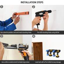 1pc Metal Power Tool Organizer, Holds 4 Drills, Wall Mounted Electric Drill Storage Rack , Black Power Tool Storage For Garage Organization - Black - View 5