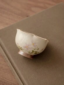 1pc Vintage Style Grayish-Green Chamomile Bud Tea Cup, Suitable For Living Room, Tea House, Restaurant