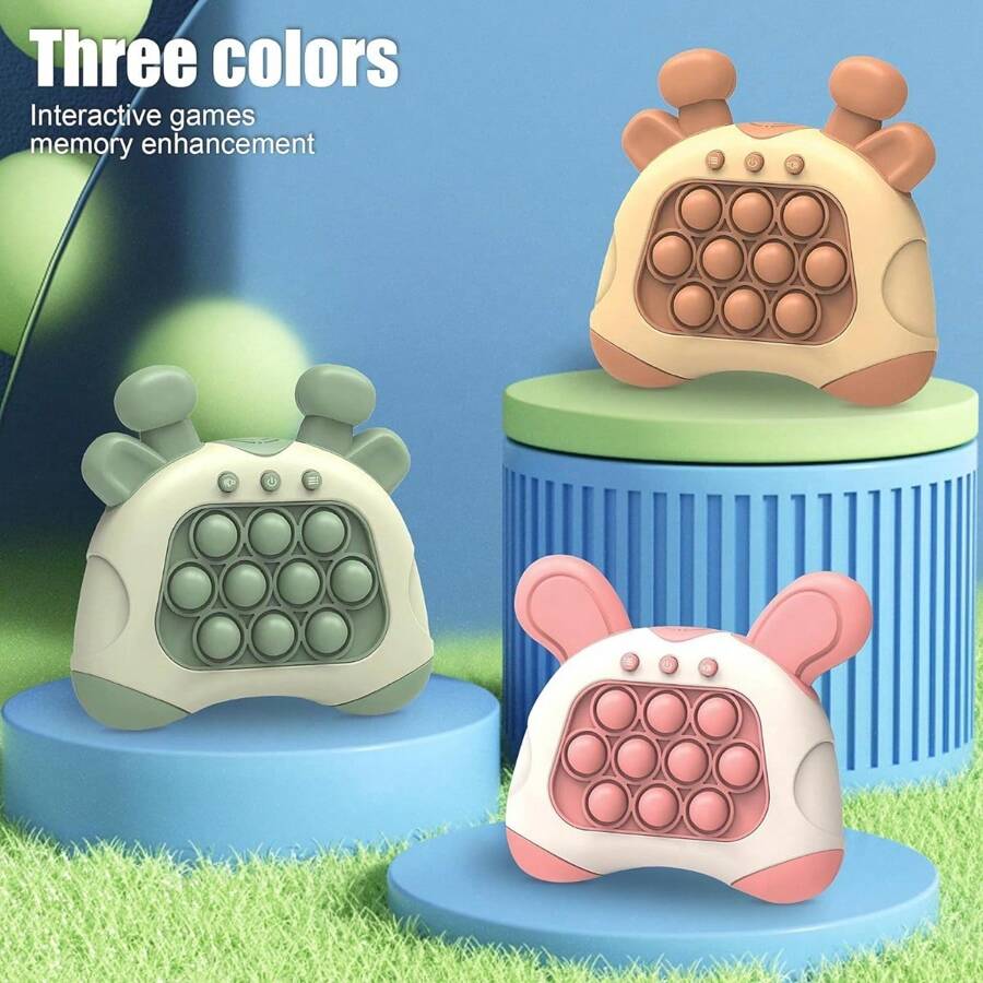 升級版兒童6-12歲手持快推遊戲,兒童8-12歲感覺摸鬱玩具,派對送客禮物益智冒泡泡生日禮物6 7 8 9歲男孩女孩青少年成人（兔子-粉色）（需3節aaa電池,不包括在供應範圍內,需螺絲刀打開電池後蓋,不包括在供應範圍內,紅光模型和綠光模型隨機發貨）