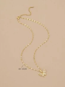 1pc Rhinestone Butterfly Design Stainless Steel Necklace For Women, Festival Gift - Yellow Gold - View 3