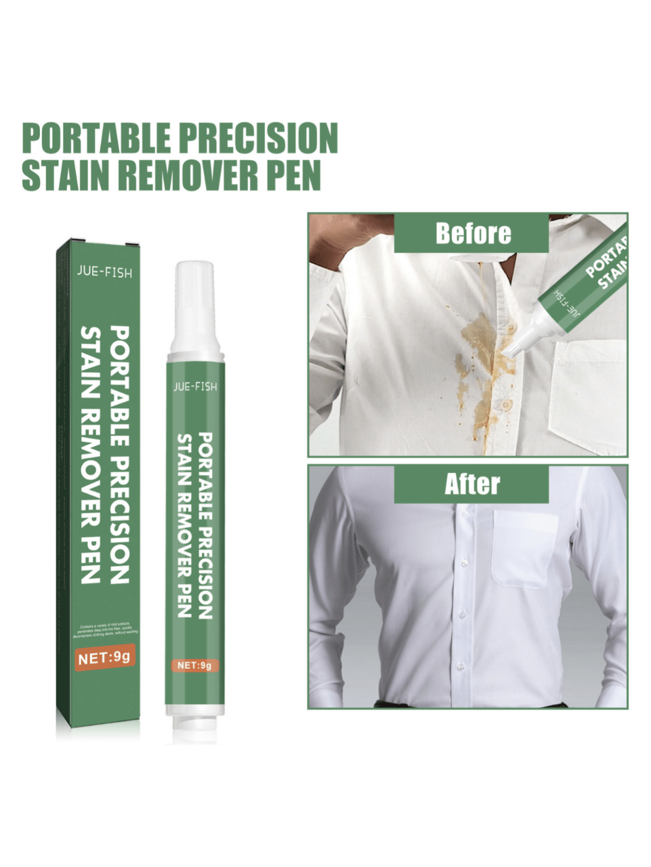 JueFish Portable Precise Stain Remover Pen, For Clothing Cleaning