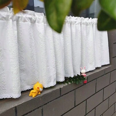 1 stuk Franse stijl Eenvoudig Raam Gordijnen Met Zacht Kledingstof , Bloem En Kwast Decoraties Voor Keuken En Badkamer Scheiding