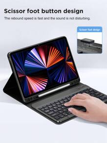 iPad 键盘保护套,兼容 iPad 7/8/9 Gen 10.2 英寸,兼容三星 Galaxy Tab S6 Lite 10.4/华为 MatePad Pro 11 英寸保护套,内置笔架 - 黑色 - 查看 5