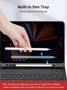 iPad 键盘保护套,兼容 iPad 7/8/9 Gen 10.2 英寸,兼容三星 Galaxy Tab S6 Lite 10.4/华为 MatePad Pro 11 英寸保护套,内置笔架 - 黑色 - 查看 9