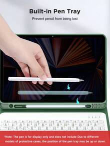 IPad Case With Keyboard Compatible With IPad 7/8/9 Gen 10.2inch,Compatible With Samsung Galaxy Tab S6 Lite 10.4/Huawei MatePad Pro 11inch Cover,Built-In Pencil Holder - Green - View 9