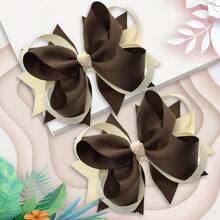 2Pcs 5 Inch Hair Bow Fashionable Children Girl Hair Bows With Clips For Festivals Gift - Multicolor - View 7