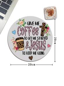 1pc English Leopard Print Cross Shaped Mouse Pad For Wireless Mouse Limited Family Office Round Small Size With Non-Slip Rubber Base, Washable Gaming Mouse Pad Suitable For Office