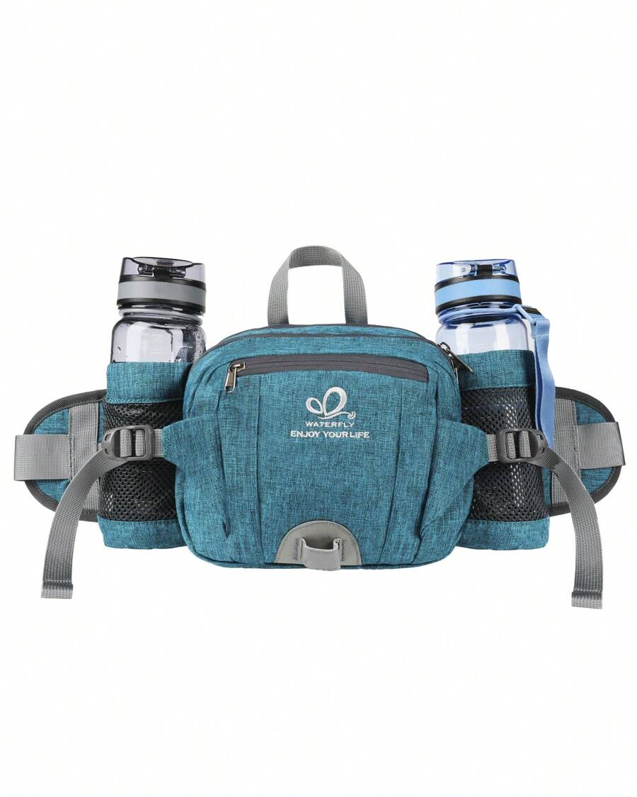 WATERFLY Sac banane avec porte-bouteille pour téléphone portable, étanche, multifonction, voyage pour extérieur, camping, excursion, jogging, randonnée, escalade, vélo, gris - Bleu canard - Voir 1