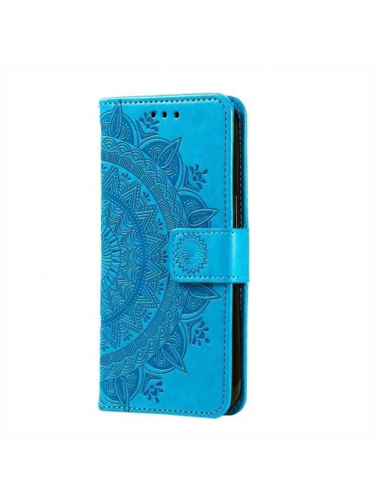 Custodia A Portafoglio Per Xiaomi 12 Pro Con Motivo Mandala - Cover In Ecopelle Con Slot Per Carte E Chiusura Magnetica - Blu - 3