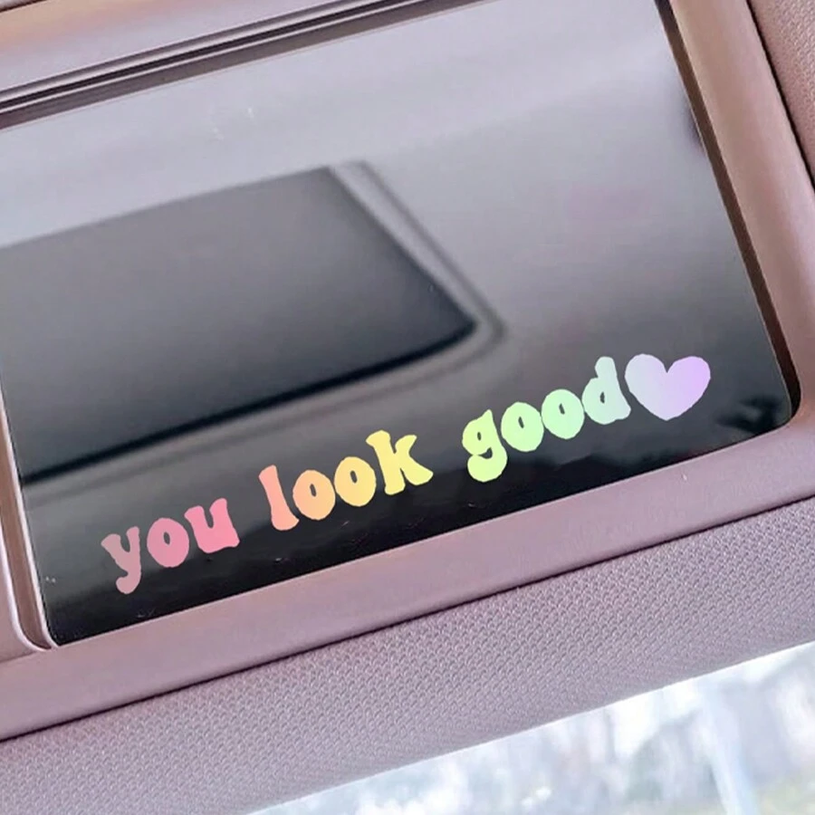 1入組你的外表很好的文字貼紙,車內後照鏡貼紙 - 彩色 - 查看 1