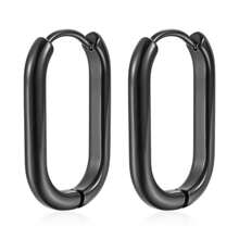 2pcs/Set Oval Shaped Stainless Steel Ear Clips With U Shape Gold-Color Geometric Circle Line Earrings, Western Style - 1 Pair Of U-shaped Earrings - View 7