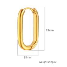 2pcs/Set Oval Shaped Stainless Steel Ear Clips With U Shape Gold-Color Geometric Circle Line Earrings, Western Style - 1 Pair Of U-shaped Earrings - View 5