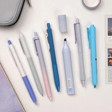 WRITECH Gel Pens Journaling Highlighters: Journal Set Aesthetic Assorted Pastel Color Ink 0.5mm Fine Point Retractable 0.7mm Black Pen Smooth Writing Drawing No Bleed 7ct - Blue - View 6