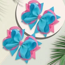 2Pcs 5 Inch Hair Bow Fashionable Children Girl Hair Bows With Clips For Festivals Gift - Multicolor - View 3
