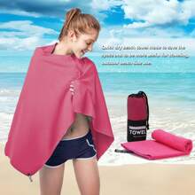 1 Stück schnell trocknendes Handtuch, ultrafeine Reisehandtuch-Faser, geeignet für Camping, Strand, Fitnessstudio, Sport, Yoga und Schwimmbad (Pink), Badezimmer Dekor, Sommer Strand Essentials, Rückkehr zur Schule