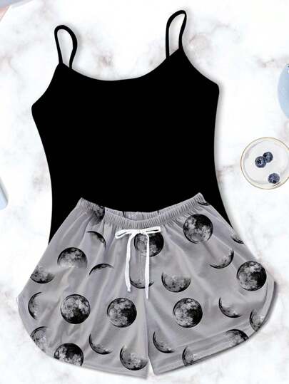 Conjunto Pijama Feminino Baby Preto Good Night Cinza