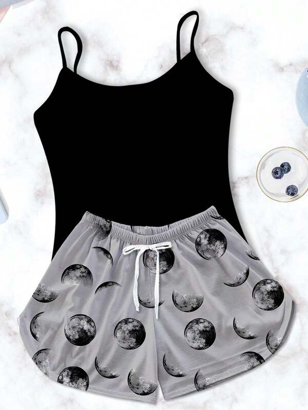 Conjunto Pijama Feminino Baby Preto Good Night Cinza