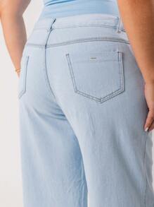 Plus Size Denim Shorts - Màu xanh lam - Xem 2