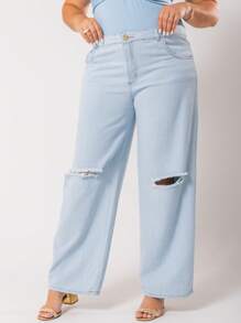 Plus Size Denim Shorts - Màu xanh lam - Xem 3