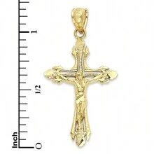 Solid 14k Gold Cross Pendant - Spiritual Jewelry Gifts - Gold - View 4