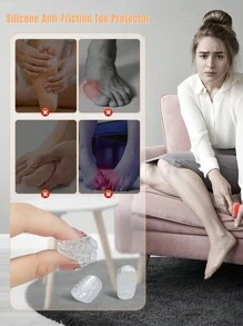 10pcs Breathable Silicone Toe Caps With Toe Separator, Prevent Friction & Sweat & Waterproof, Transparent