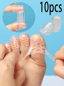 10pcs Breathable Silicone Toe Caps With Toe Separator, Prevent Friction & Sweat & Waterproof, Transparent