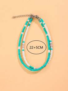 1pc Bohemian Style Colorful Rice Bead Anklet, Handmade Stringed Jewelry For Daily Wear By Women - Green - View 4