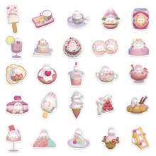 50入組/包3d粉色布丁兔貼紙 - 可愛卡通甜點、零食美學標籤,適合製作手帳、自黏封口貼紙適用於文具卡片和信封 - 非常適合作為兒童禮物、青少年派對用品和激勵獎勵 - 彩色 - 查看 4