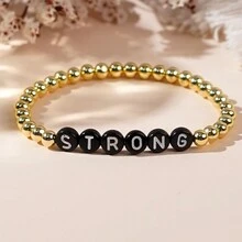 1 Miếng Tối giản Và Khác Tiếng Anh 18K Mạ vàng Đồng Hạt Của phụ nữ Vòng tay , Gấp lại , Ngày lễ Mẹ Qủa tặng , Qủa tặng - vòng tay bảng chữ cái - Xem 9