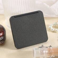 1pc Small Portable Handheld Folding Makeup Mirror For Women, Double-Sided Mirror For Dorm Room, School, Travel, Home Use Best Gifts Birthday Graduation Home Decor Back To School Room Decor School Supplies - Black - View 3