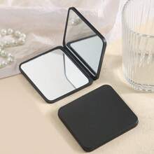 1pc Small Portable Handheld Folding Makeup Mirror For Women, Double-Sided Mirror For Dorm Room, School, Travel, Home Use Best Gifts Birthday Graduation Home Decor Back To School Room Decor School Supplies - Black - View 6
