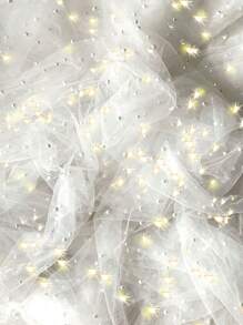 1pc/6.56ft Large White Faux Pearl Curtain With Lights For Wedding, Party, And Background Decoration, Translucent Tablecloth, Window & Door Curtain, Reusable, Bright Faux Pearl, Not Easy To Drop, Clean, Provides Mood Light Atmosphere,Christmas - White - View 5