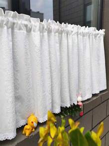 1 Pieza Cortina De Ventana Simple De Estilo Francés Con Tela Suave, Decoración De Flores Y Borlas Para Separación De Cocina Y Baño