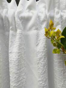 1 Pieza Cortina De Ventana Simple De Estilo Francés Con Tela Suave, Decoración De Flores Y Borlas Para Separación De Cocina Y Baño