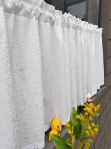 1 Pieza Cortina De Ventana Simple De Estilo Francés Con Tela Suave, Decoración De Flores Y Borlas Para Separación De Cocina Y Baño