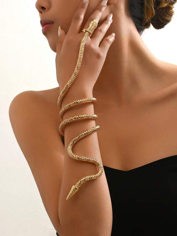 1pc Metallic Snake Wrap Around Finger Bracelet
