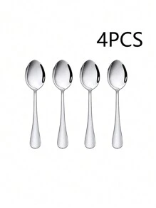 2/4/10/20pcs Stainless Steel Silver Coffee/Dessert Spoons Set, Suitable For Restaurant, Cafe, Afternoon Tea,Kitchen,Christmas Gift,School Supplies
