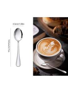 2/4/10/20pcs Stainless Steel Silver Coffee/Dessert Spoons Set, Suitable For Restaurant, Cafe, Afternoon Tea,Kitchen,Christmas Gift,School Supplies