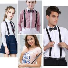 1pc Classic Solid Color 2.5cm Wide Y-Back Suspender Strap With Anti-Slip Adjustable Elastic Band & 3 Clips, For Men & Women's Wedding, Festivals, Cosplay, Street Dancing, Stage Performance, Parties, Halloween, Christmas, Magic Show, Graduation