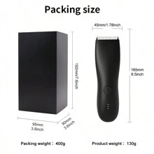 Máy tỉa lông vùng bẹn & cơ thể, đầu tỉa thân thiện với da & lưỡi dao bằng lá, máy chải lông ướt khô chống thấm nước, máy cạo lông bóng có thể sạc lại cho nam - màu đen - Xem 12