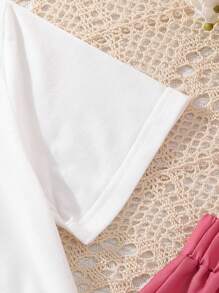 Conjunto de Camiseta de manga corta con estampado de mariposas y flores y pantalones utilitarios para niña preadolescente, verano