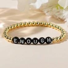 1 Miếng Tối giản Và Khác Tiếng Anh 18K Mạ vàng Đồng Hạt Của phụ nữ Vòng tay , Gấp lại , Ngày lễ Mẹ Qủa tặng , Qủa tặng - vòng tay bảng chữ cái - Xem 17