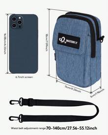 WATERFLY Small Shoulder Crossbody Bag: Travel Handbag Mobile Phone Bag Mini Belt Bag Hiking Fanny Waist Pack EDC Pouch For Men Women - Baby Blue - View 2