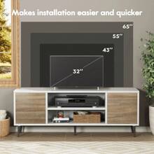 TV Stand For 65 Inch TV, Modern Entertainment Center With Storage Cabinet And Open Shelves, TV Console Table Media Cabinet For Living Room, Bedroom And Office - Multicolor - View 4