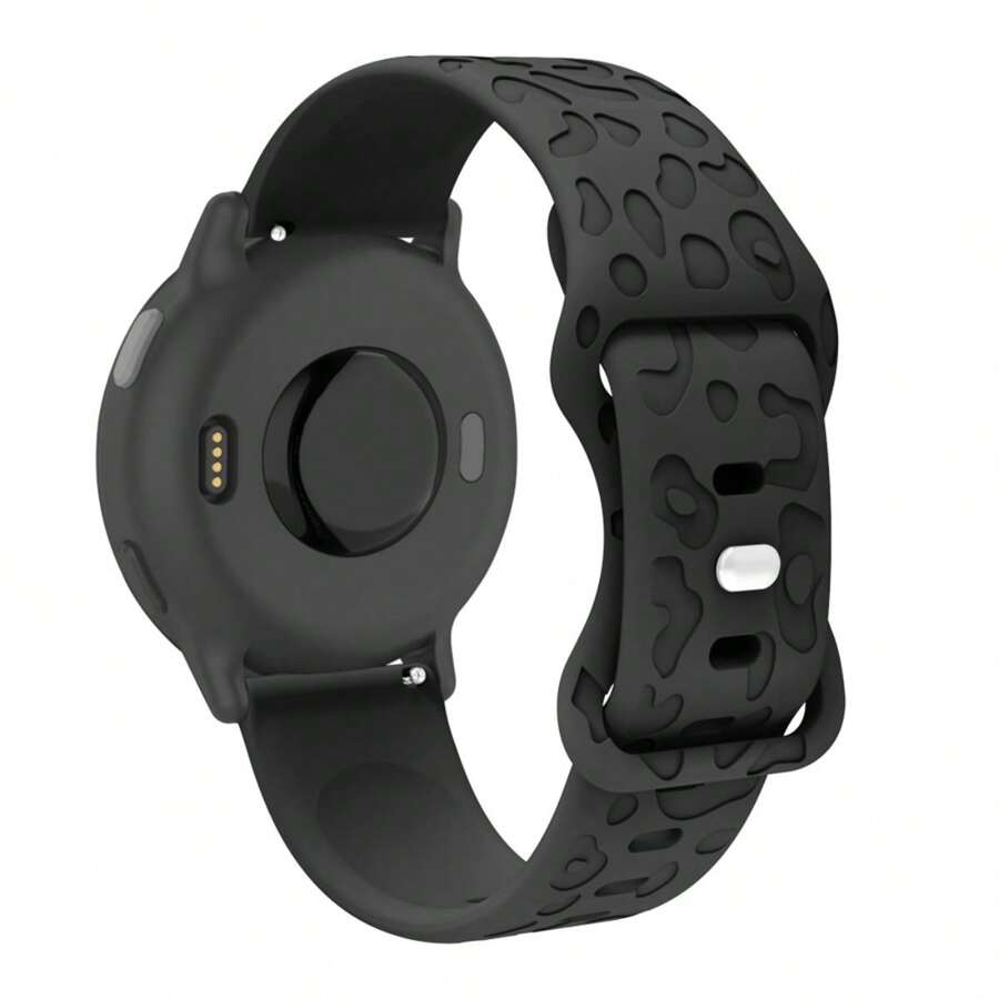 雕刻表带适用于三星 Galaxy Watch 6/4/Classic/5/Pro/3/Active 2 Leopard 硅胶手链 Gt 2 E 20 毫米 22 毫米 18 毫米表带 - 黑色 - 查看 1