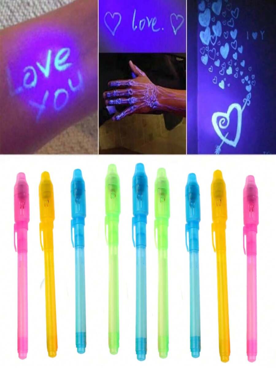 1 pix cu cerneală invizibilă, iluminator invizibil, jucărie magică, pentru joc de detectivi, joc de spionaj, petrecere de vacanță, adunare (culori aleatorii vechi și noi)