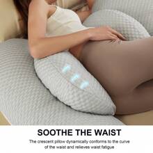 Almohada de embarazo, almohada ajustable de cuerpo completo, almohada de maternidad de soporte suave con funda extraíble para la espalda del vientre y la pierna - Gris - Ver 6