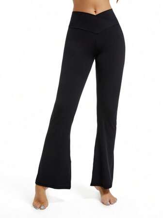 New Arrival High Waist Flared Pants Tummy Control Push Up Workout Running Yoga Leggings For Women